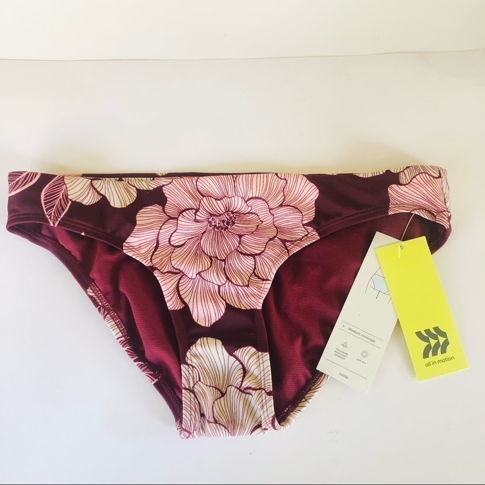 All in Motion Women's Floral Medium Coverage Hipster Bikini Bottom Size XS